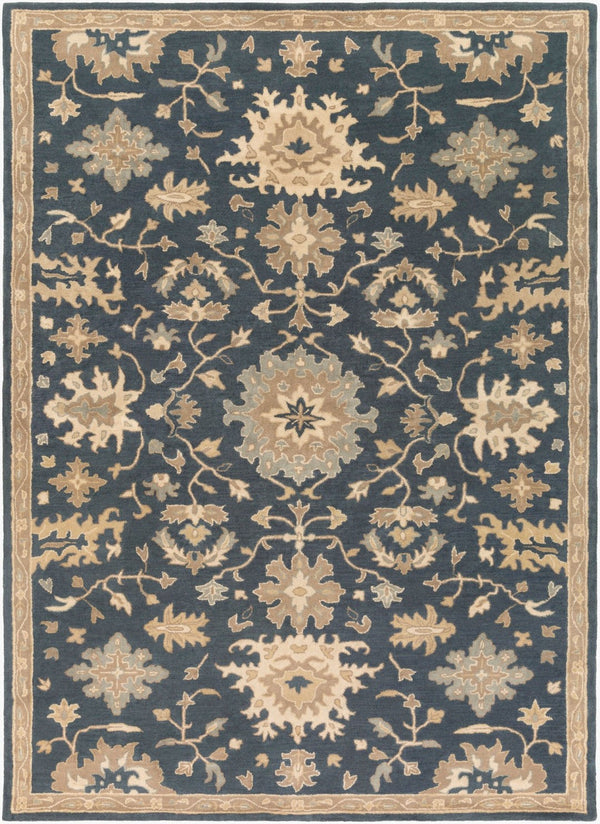 Livabliss Caesar Hand Tufted Wool Area Rug Traditional Style for Living Room or Dining Space Navy, Brown 8' x 11' CAE1154-811