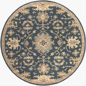 Livabliss Caesar Hand Tufted Wool Area Rug Traditional Style for Living Room or Dining Space Navy, Brown 9'9" x 9'9" Round CAE1154-99RD