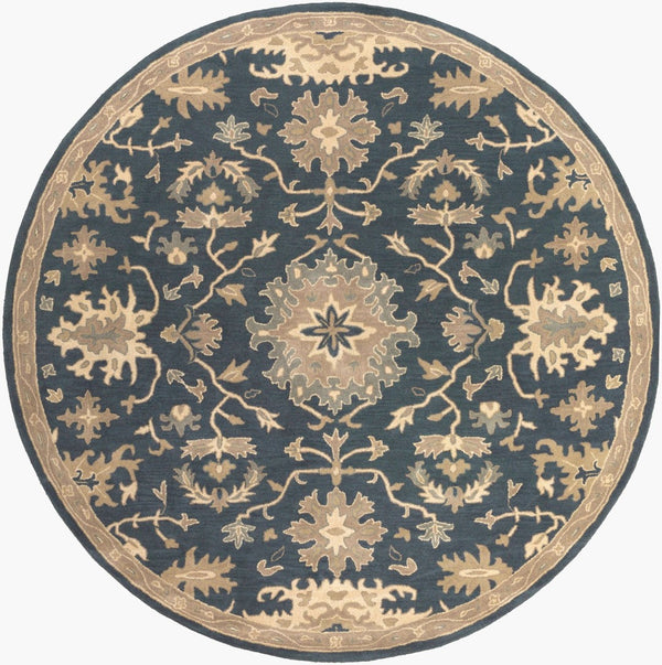 Livabliss Caesar Hand Tufted Wool Area Rug Traditional Style for Living Room or Dining Space Navy, Brown 9'9" x 9'9" Round CAE1154-99RD