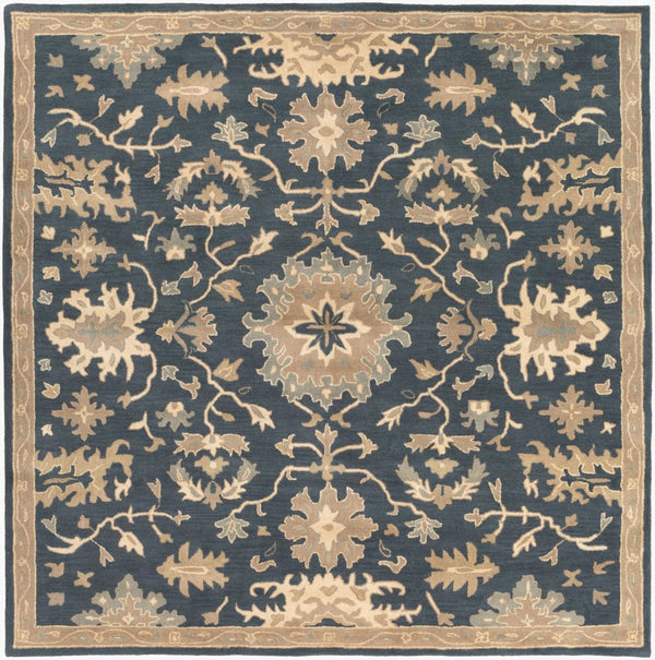Livabliss Caesar Hand Tufted Wool Area Rug Traditional Style for Living Room or Dining Space Navy, Brown 9'9" x 9'9" Square CAE1154-99SQ