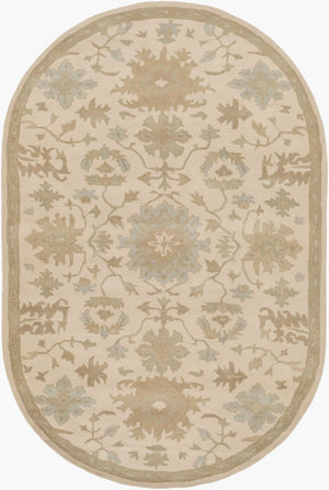 Livabliss Caesar Hand Tufted Wool Area Rug Traditional Pattern for Living Room or Dining Light Beige, Pa 6' x 9' Oval CAE1161-69OV