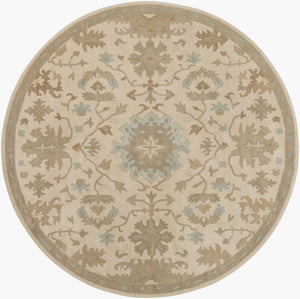 Livabliss Caesar Hand Tufted Wool Area Rug Traditional Pattern for Living Room or Dining Light Beige, Pa 6' x 6' Round CAE1161-6RD
