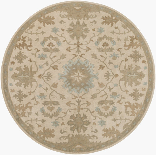 Livabliss Caesar Hand Tufted Wool Area Rug Traditional Pattern for Living Room or Dining Light Beige, Pa 6' x 6' Round CAE1161-6RD