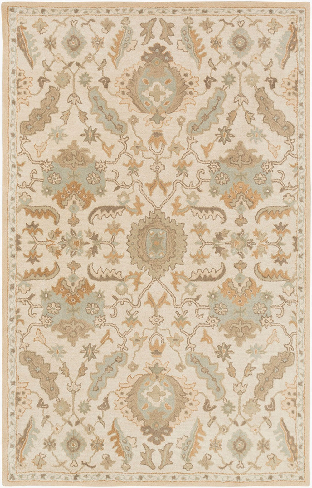 Livabliss Caesar Hand Tufted Wool Area Rug Traditional Pattern for Living Room or Dining Space Cream, Light Br 5' x 8' CAE1166-58