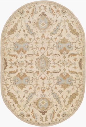 Livabliss Caesar Hand Tufted Wool Area Rug Traditional Pattern for Living Room or Dining Space Cream, Light Br 6' x 9' Oval CAE1166-69OV