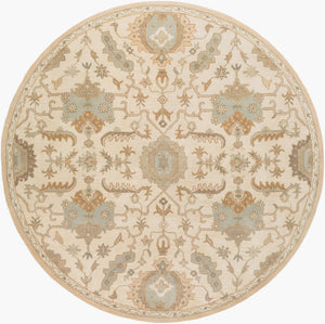 Livabliss Caesar Hand Tufted Wool Area Rug Traditional Pattern for Living Room or Dining Space Cream, Light Br 8' x 8' Round CAE1166-8RD