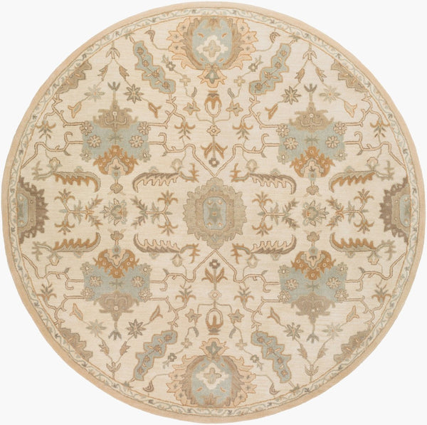 Livabliss Caesar Hand Tufted Wool Area Rug Traditional Pattern for Living Room or Dining Space Cream, Light Br 8' x 8' Round CAE1166-8RD