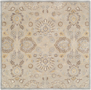 Livabliss Caesar Hand Tufted Wool Area Rug Traditional Pattern for Large Living Dining Rooms Pale Blue, Taup 4' x 4' Square CAE1192-4SQ