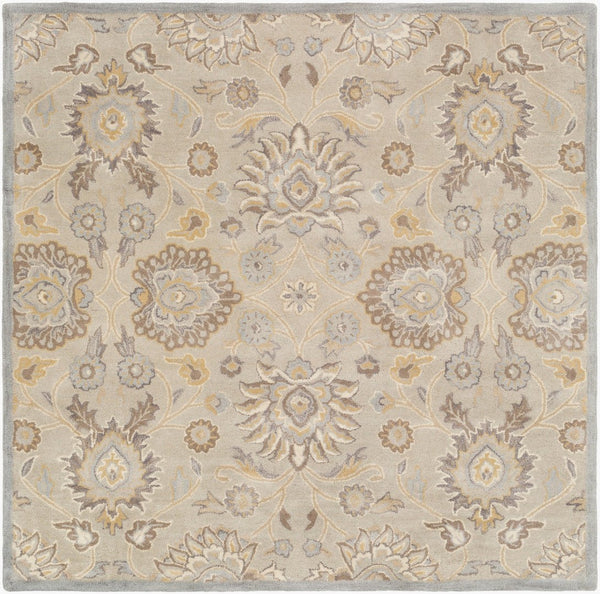 Livabliss Caesar Hand Tufted Wool Area Rug Traditional Pattern for Large Living Dining Rooms Pale Blue, Taup 4' x 4' Square CAE1192-4SQ