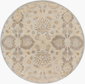 Livabliss Caesar Hand Tufted Wool Area Rug Traditional Pattern for Large Living Dining Rooms Pale Blue, Taup 9'9" x 9'9" Round CAE1192-99RD