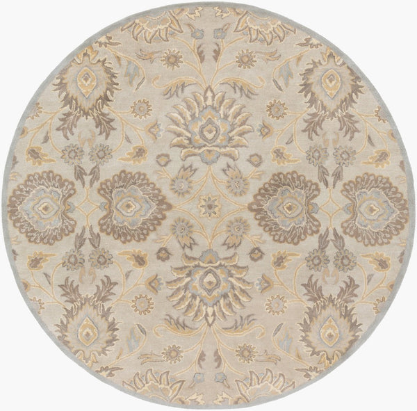 Livabliss Caesar Hand Tufted Wool Area Rug Traditional Pattern for Large Living Dining Rooms Pale Blue, Taup 9'9" x 9'9" Round CAE1192-99RD