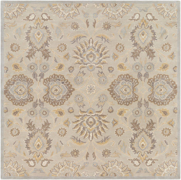 Livabliss Caesar Hand Tufted Wool Area Rug Traditional Pattern for Large Living Dining Rooms Pale Blue, Taup 8' x 8' Square CAE1192-8SQ