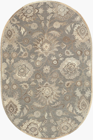 Livabliss Caesar Hand Tufted Wool Area Rug Traditional Motifs for Formal Living Dining Bedroom Olive, Ivory 6' x 9' Oval CAE1195-69OV