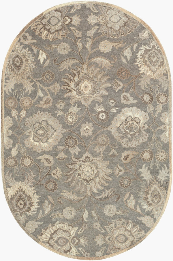 Livabliss Caesar Hand Tufted Wool Area Rug Traditional Motifs for Formal Living Dining Bedroom Olive, Ivory 6' x 9' Oval CAE1195-69OV