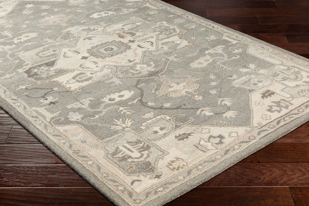 Livabliss Caesar Hand Tufted Wool Area Rug Traditional Pattern for Large Living Spaces Taupe, Tan 6' x 9' Oval CAE1196-69OV