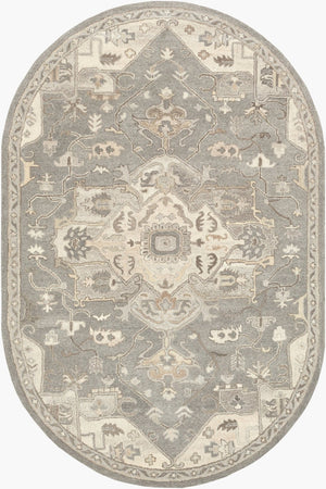 Livabliss Caesar Hand Tufted Wool Area Rug Traditional Pattern for Large Living Spaces Taupe, Tan 6' x 9' Oval CAE1196-69OV