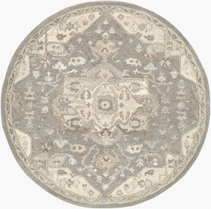 Livabliss Caesar Hand Tufted Wool Area Rug Traditional Pattern for Large Living Spaces Taupe, Tan 9'9" x 9'9" Round CAE1196-99RD