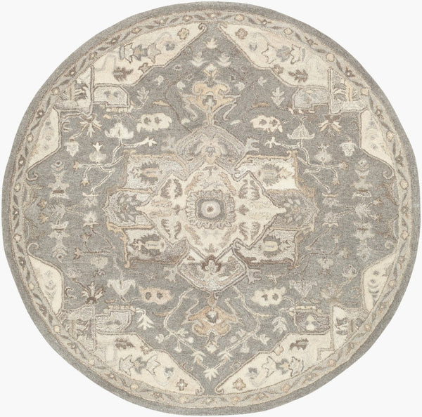 Livabliss Caesar Hand Tufted Wool Area Rug Traditional Pattern for Large Living Spaces Taupe, Tan 9'9" x 9'9" Round CAE1196-99RD