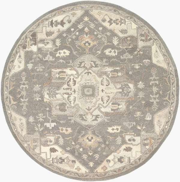 Livabliss Caesar Hand Tufted Wool Area Rug Traditional Pattern for Large Living Spaces Taupe, Tan 8' x 8' Round CAE1196-8RD