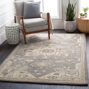 Livabliss Caesar Hand Tufted Wool Area Rug Traditional Pattern for Large Living Spaces Taupe, Tan 9'9" x 9'9" Square CAE1196-99SQ