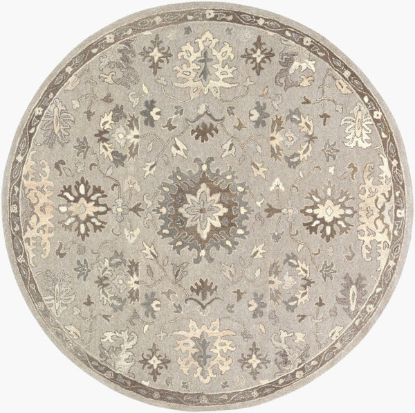 Livabliss Caesar Hand Tufted Wool Area Rug Traditional Style for Living Room or Dining Space Taupe, Charcoal 9'9" x 9'9" Round CAE1197-99RD