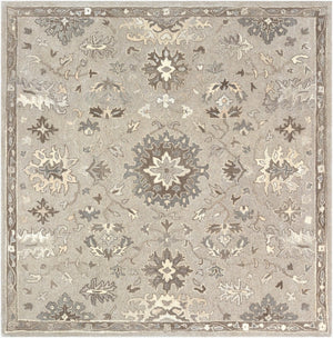 Livabliss Caesar Hand Tufted Wool Area Rug Traditional Style for Living Room or Dining Space Taupe, Charcoal 4' x 4' Square CAE1197-4SQ