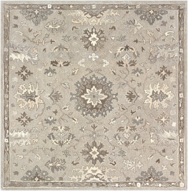 Livabliss Caesar Hand Tufted Wool Area Rug Traditional Style for Living Room or Dining Space Taupe, Charcoal 4' x 4' Square CAE1197-4SQ