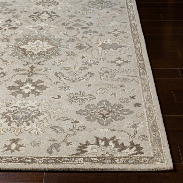 Livabliss Caesar Hand Tufted Wool Area Rug Traditional Style for Living Room or Dining Space Taupe, Charcoal 9'9" x 9'9" Round CAE1197-99RD