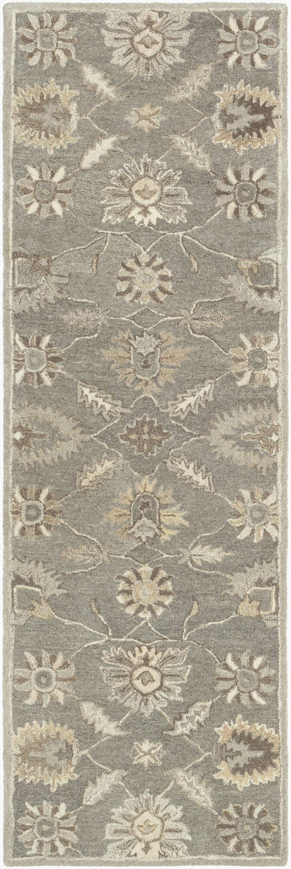 Livabliss Caesar Hand Tufted Wool Area Rug Traditional Pattern for Living Room or Entryway Taupe, Charcoal 2'6" x 8' CAE1199-268