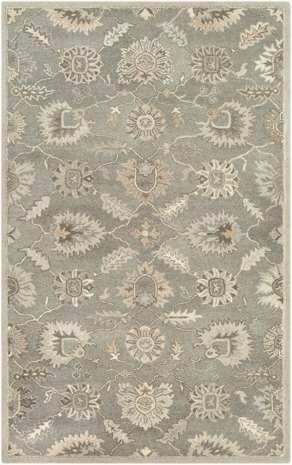 Livabliss Caesar Hand Tufted Wool Area Rug Traditional Pattern for Living Room or Entryway Taupe, Charcoal 5' x 8' CAE1199-58