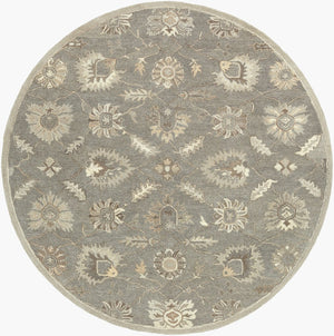 Livabliss Caesar Hand Tufted Wool Area Rug Traditional Pattern for Living Room or Entryway Taupe, Charcoal 9'9" x 9'9" Round CAE1199-99RD