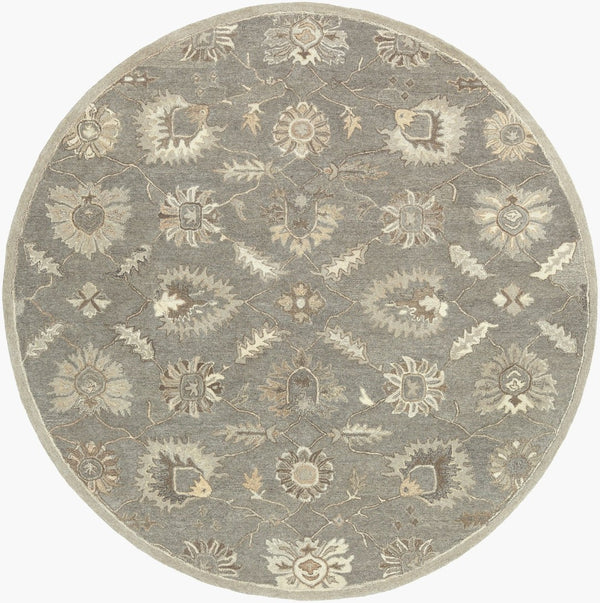 Livabliss Caesar Hand Tufted Wool Area Rug Traditional Pattern for Living Room or Entryway Taupe, Charcoal 9'9" x 9'9" Round CAE1199-99RD