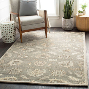 Livabliss Caesar Hand Tufted Wool Area Rug Traditional Pattern for Living Room or Entryway Taupe, Charcoal 9'9" x 9'9" Square CAE1199-99SQ