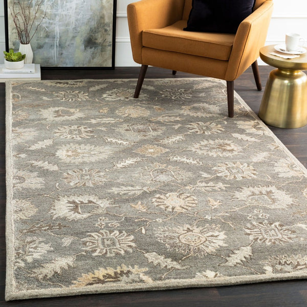 Livabliss Caesar Hand Tufted Wool Area Rug Traditional Pattern for Living Room or Entryway Taupe, Charcoal 5' x 8' CAE1199-58
