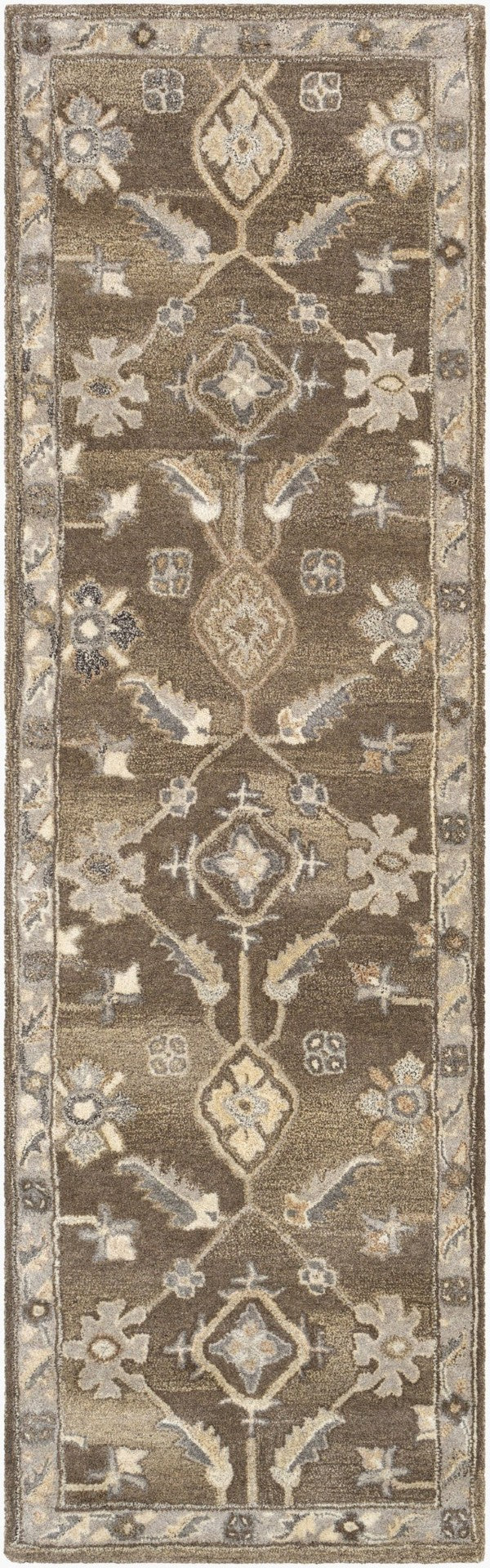 Livabliss Caesar Hand Tufted Wool Area Rug Artisan Crafted Traditional Design for Living Dining Rooms Charcoal, Taupe 3' x 12' CAE1200-312