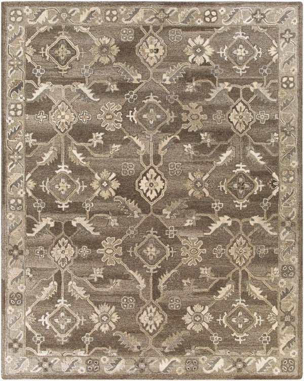 Livabliss Caesar Hand Tufted Wool Area Rug Artisan Crafted Traditional Design for Living Dining Rooms Charcoal, Taupe 7'6" x 9'6" CAE1200-7696