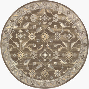 Livabliss Caesar Hand Tufted Wool Area Rug Artisan Crafted Traditional Design for Living Dining Rooms Charcoal, Taupe 9'9" x 9'9" Round CAE1200-99RD