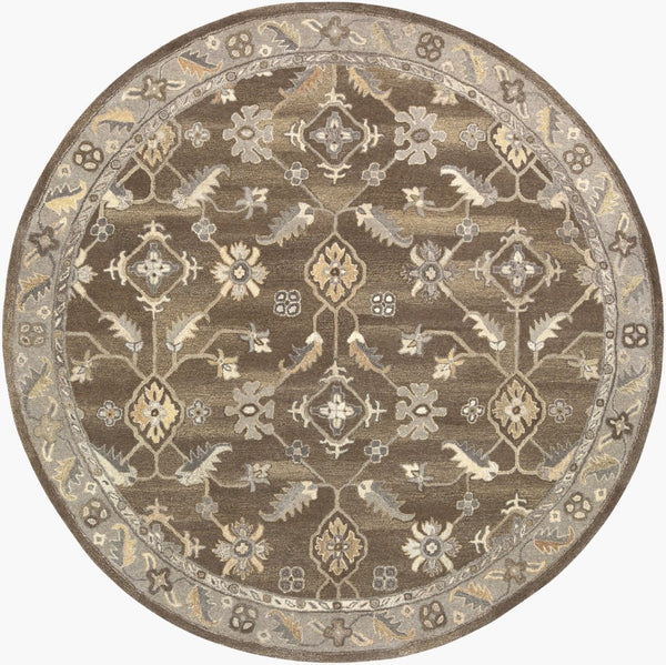 Livabliss Caesar Hand Tufted Wool Area Rug Artisan Crafted Traditional Design for Living Dining Rooms Charcoal, Taupe 9'9" x 9'9" Round CAE1200-99RD