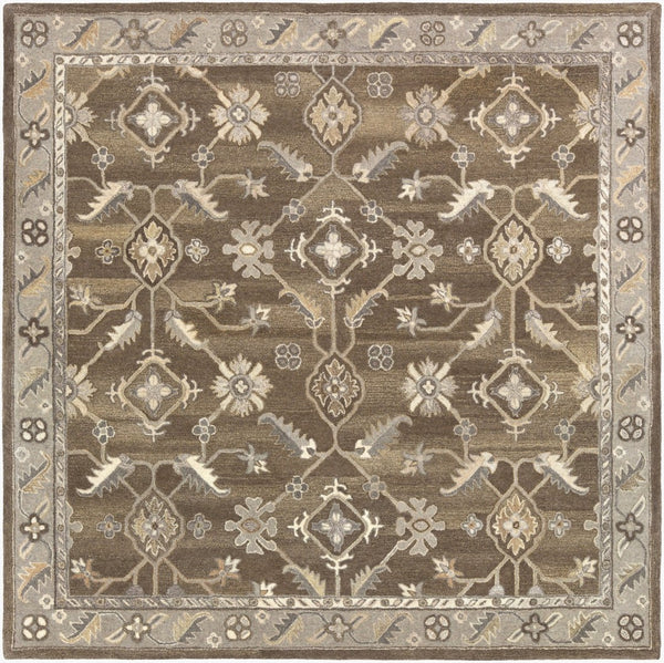 Livabliss Caesar Hand Tufted Wool Area Rug Artisan Crafted Traditional Design for Living Dining Rooms Charcoal, Taupe 6' x 6' Square CAE1200-6SQ
