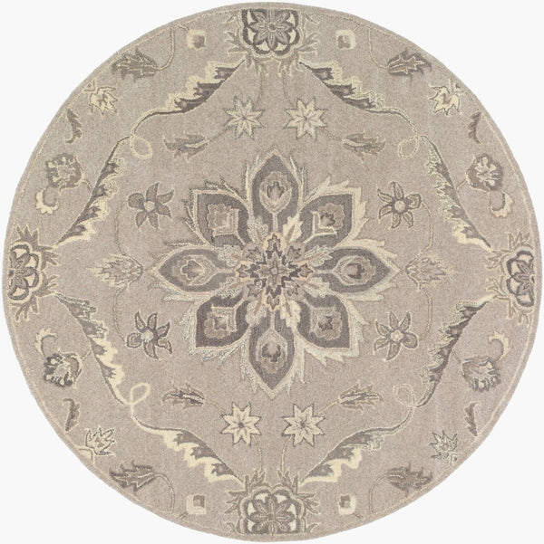 Livabliss Caesar Hand Tufted Wool Area Rug Traditional Persian Pattern for Living Room Floors Taupe, Light Be 6' x 6' Round CAE1201-6RD