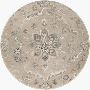 Livabliss Caesar Hand Tufted Wool Area Rug Traditional Persian Pattern for Living Room Floors Taupe, Light Be 8' x 8' Round CAE1201-8RD