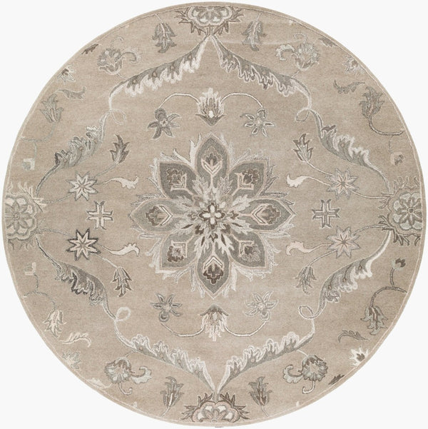 Livabliss Caesar Hand Tufted Wool Area Rug Traditional Persian Pattern for Living Room Floors Taupe, Light Be 8' x 8' Round CAE1201-8RD