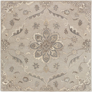 Livabliss Caesar Hand Tufted Wool Area Rug Traditional Persian Pattern for Living Room Floors Taupe, Light Be 9'9" x 9'9" Square CAE1201-99SQ