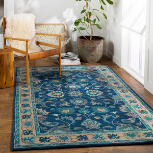 Livabliss Caesar Collection Hand Tufted Wool Rug Transitional Pattern for Living Dining Rooms Dark Blue, Teal 9' x 12' CAE1220-912