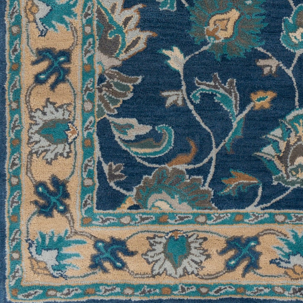 Livabliss Caesar Collection Hand Tufted Wool Rug Transitional Pattern for Living Dining Rooms Dark Blue, Teal 9' x 12' CAE1220-912