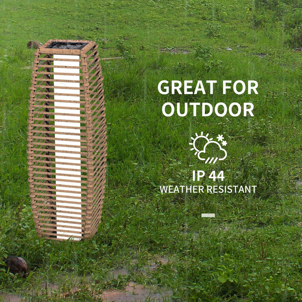 English Elm Outsunny Solar Rattan Pathway Lantern Outdoor Wicker Led Garden Light Auto Dusk Brown W2225P174046