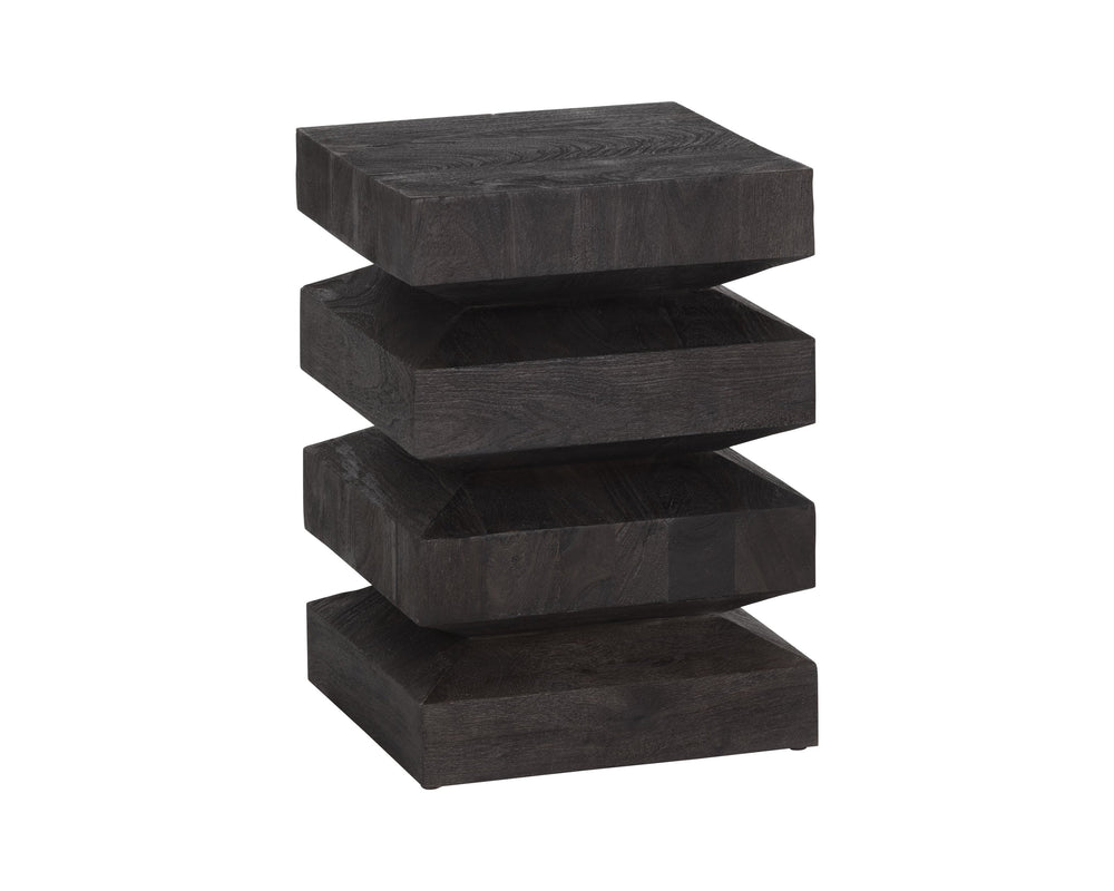 Sunpan Cormac End Table - Handcrafted Solid Acacia Wood with Unique Textures for Stylish Living Spaces Dark Brown