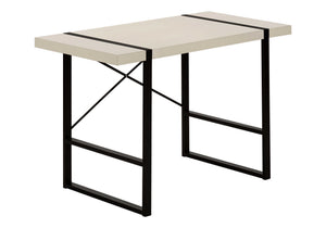 English Elm Computer Desk: Sleek 48" Contemporary Workstation With Beige Laminate & Black Metal Frame For Home Office B2710P219881