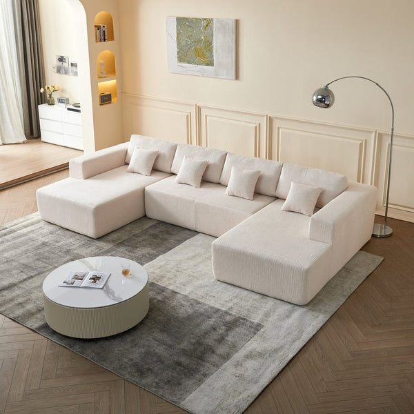 English Elm Reversible Corduroy U-Shaped Sectional Sofa - Plush Comfort For Modern Living Rooms! W1765S00118-GIGA