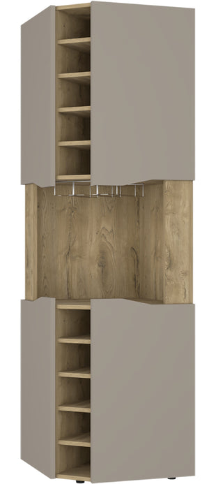 English Elm Grace Corner Bar Cabinet with Wine Rack Stemware Hanging and Concealed Shelving Storage B128S00214